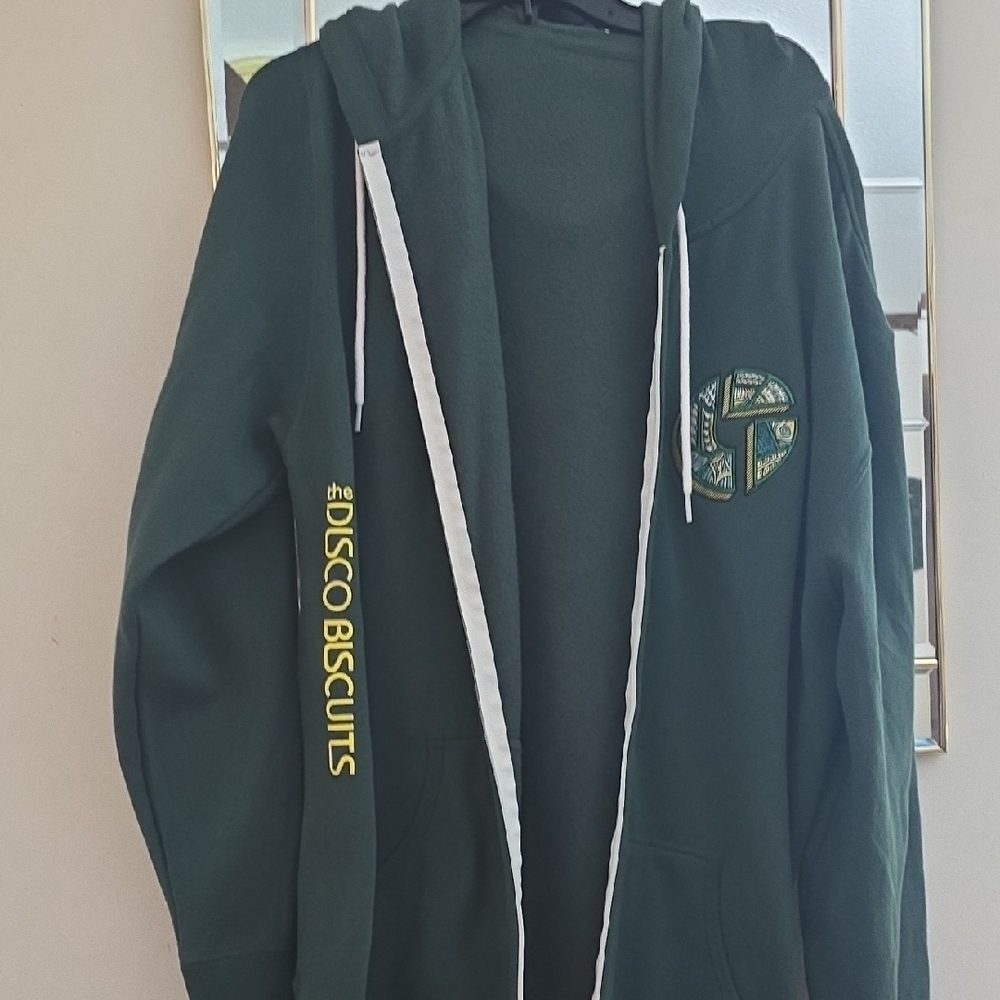 The Disco Biscuits Green Zip-Up Hoodie with Logo